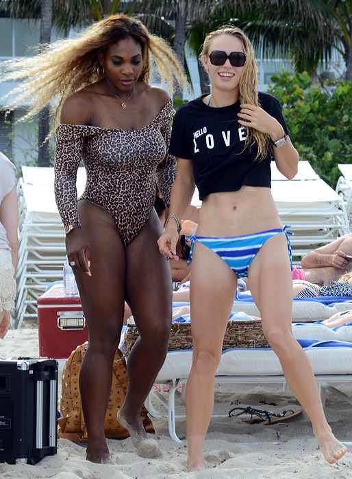 Serena Williams and Caroline Wozniacki make the best of their early losses. (Getty Images)